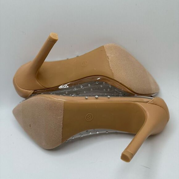 CUSHIONAIRE Women's Clear Rhinestone Dress Pump +Memory Foam 6.5 WIDE CLEAR - Picture 5 of 7